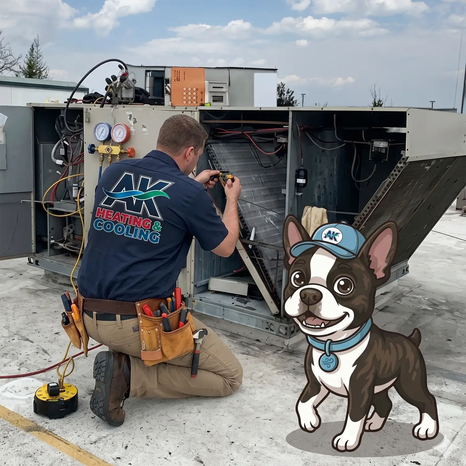 Commercial rooftop HVAC unit service by AK Heating & Cooling in Northeast Ohio